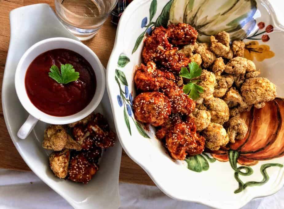 vegan fried chicken with cauliflower